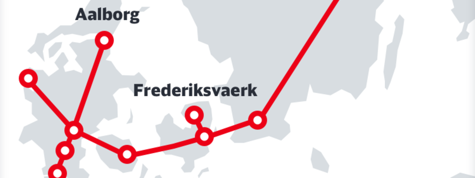 Map with the network points of DB Cargo's north routes