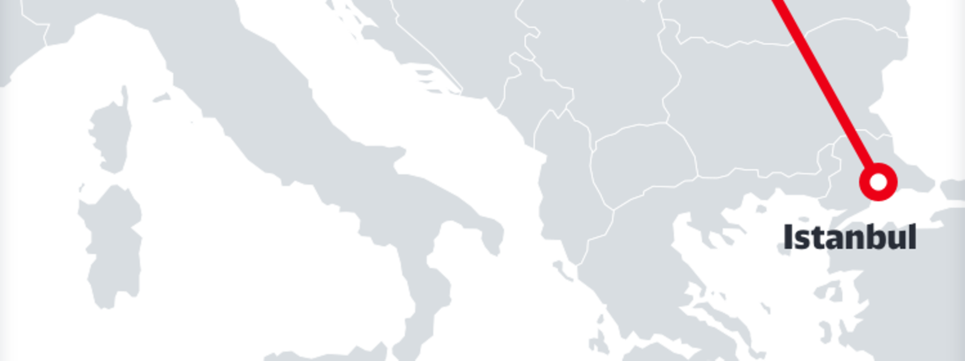 Mapa z punktami sieci tras DB Cargo w relacjach południowo-wschodnich