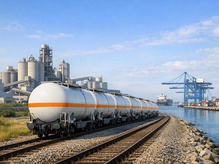 AI-generated image: Tank cars on a railway siding
